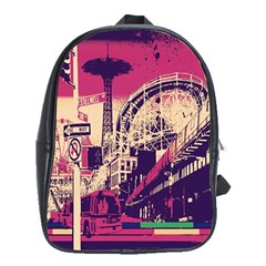 Pink City Retro Vintage Futurism Art School Bag (XL)