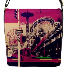 Pink City Retro Vintage Futurism Art Flap Closure Messenger Bag (S)