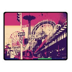 Pink City Retro Vintage Futurism Art Two Sides Fleece Blanket (Small)