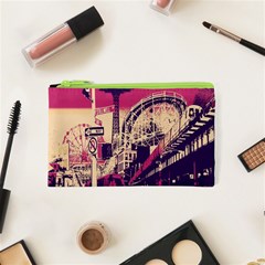 Pink City Retro Vintage Futurism Art Cosmetic Bag (xs) by Ket1n9