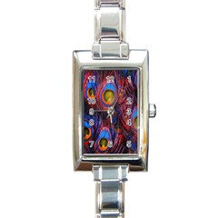 Pretty Peacock Feather Rectangle Italian Charm Watch by Ket1n9