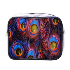 Pretty Peacock Feather Mini Toiletries Bag (one Side) by Ket1n9