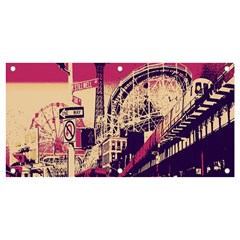 Pink City Retro Vintage Futurism Art Banner and Sign 4  x 2 