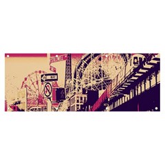 Pink City Retro Vintage Futurism Art Banner and Sign 8  x 3 