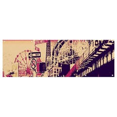 Pink City Retro Vintage Futurism Art Banner and Sign 12  x 4 