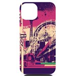 Pink City Retro Vintage Futurism Art iPhone 14 Black UV Print Case Front