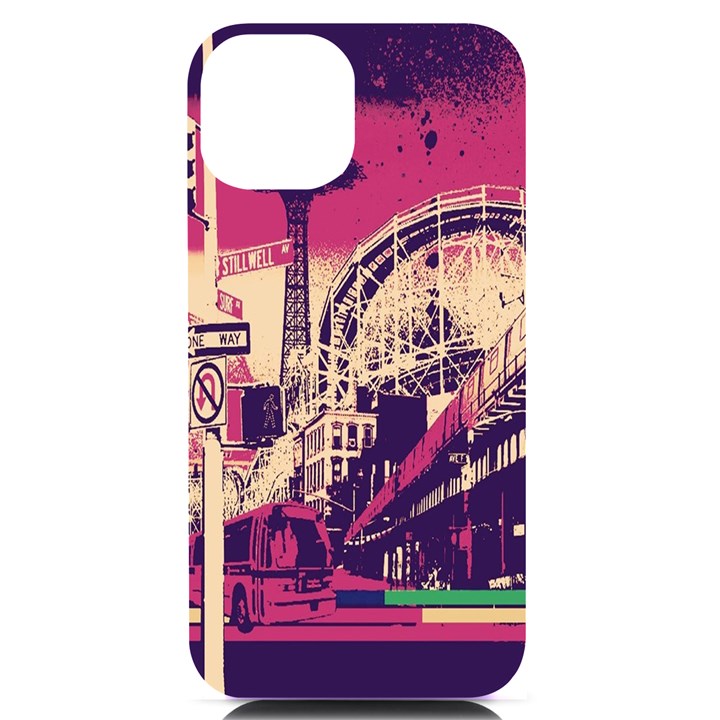 Pink City Retro Vintage Futurism Art iPhone 14 Black UV Print Case