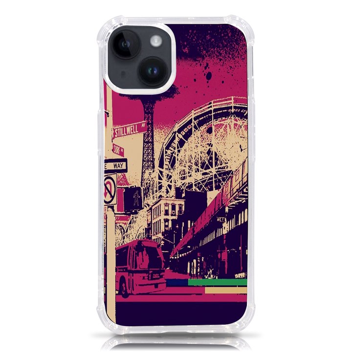 Pink City Retro Vintage Futurism Art iPhone 14 TPU UV Print Case