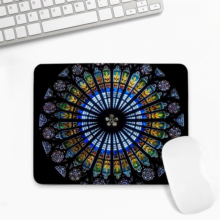 Stained Glass Rose Window In France s Strasbourg Cathedral Small Mousepad