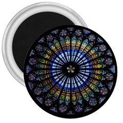 Stained Glass Rose Window In France s Strasbourg Cathedral 3  Magnets by Ket1n9