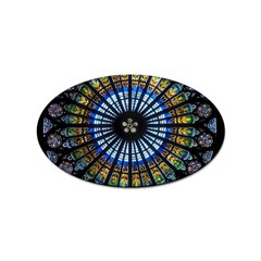 Stained Glass Rose Window In France s Strasbourg Cathedral Sticker (oval) by Ket1n9