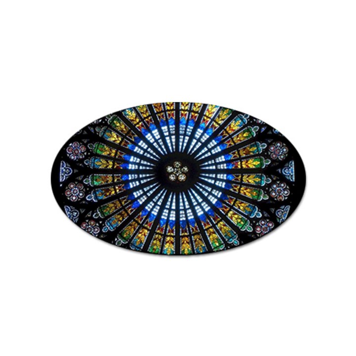 Stained Glass Rose Window In France s Strasbourg Cathedral Sticker Oval (100 pack)