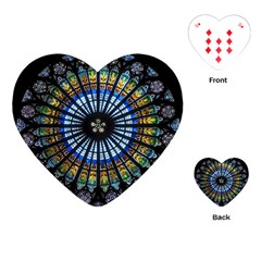 Stained Glass Rose Window In France s Strasbourg Cathedral Playing Cards Single Design (heart) by Ket1n9