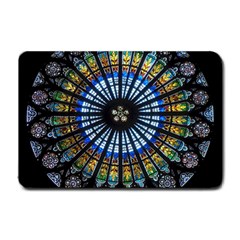 Stained Glass Rose Window In France s Strasbourg Cathedral Small Doormat by Ket1n9