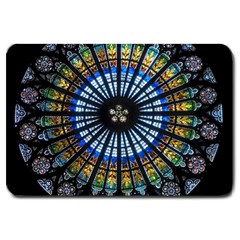 Stained Glass Rose Window In France s Strasbourg Cathedral Large Doormat by Ket1n9