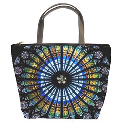 Stained Glass Rose Window In France s Strasbourg Cathedral Bucket Bag by Ket1n9