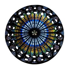 Stained Glass Rose Window In France s Strasbourg Cathedral Ornament (round Filigree) by Ket1n9