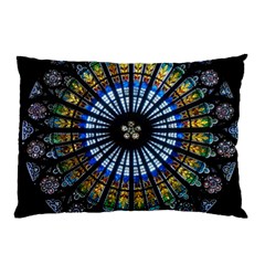 Stained Glass Rose Window In France s Strasbourg Cathedral Pillow Case (two Sides) by Ket1n9