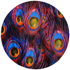 Pretty Peacock Feather Wooden Puzzle Round by Ket1n9