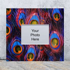 Pretty Peacock Feather White Wall Photo Frame 5  X 7  by Ket1n9