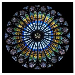 Stained Glass Rose Window In France s Strasbourg Cathedral Wooden Puzzle Square by Ket1n9