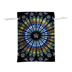 Stained Glass Rose Window In France s Strasbourg Cathedral Lightweight Drawstring Pouch (m) by Ket1n9