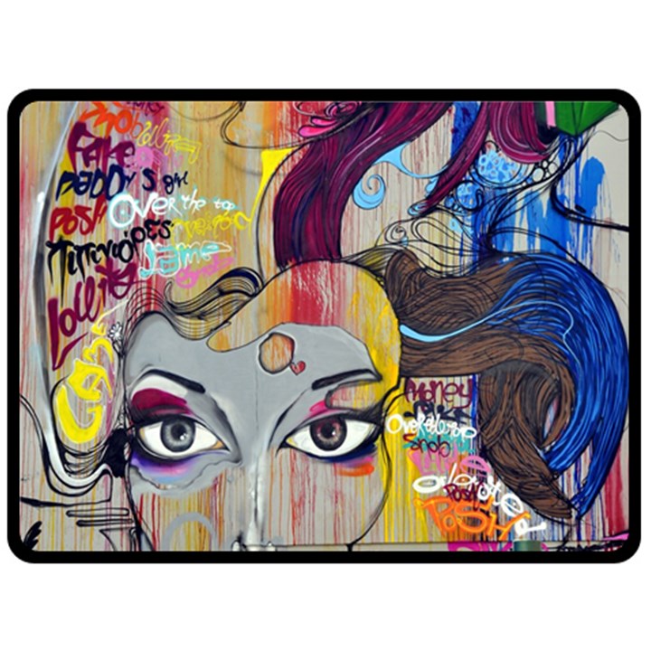 Graffiti-mural-street-art-painting Fleece Blanket (Large)