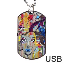 Graffiti-mural-street-art-painting Dog Tag Usb Flash (one Side) by Ket1n9