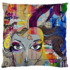 Graffiti-mural-street-art-painting Large Cushion Case (two Sides) by Ket1n9