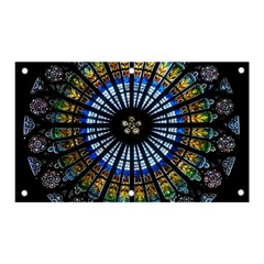 Stained Glass Rose Window In France s Strasbourg Cathedral Banner And Sign 5  X 3  by Ket1n9