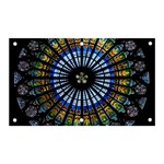 Stained Glass Rose Window In France s Strasbourg Cathedral Banner and Sign 5  x 3  Front