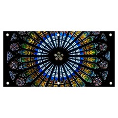 Stained Glass Rose Window In France s Strasbourg Cathedral Banner And Sign 6  X 3  by Ket1n9