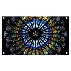 Stained Glass Rose Window In France s Strasbourg Cathedral Banner And Sign 7  X 4  by Ket1n9