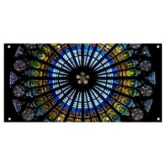 Stained Glass Rose Window In France s Strasbourg Cathedral Banner And Sign 8  X 4  by Ket1n9