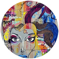 Graffiti-mural-street-art-painting Wooden Puzzle Round by Ket1n9