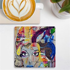 Graffiti-mural-street-art-painting Uv Print Square Tile Coaster  by Ket1n9