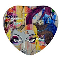 Graffiti-mural-street-art-painting Heart Glass Fridge Magnet (4 Pack) by Ket1n9