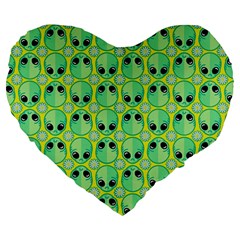 Alien Pattern- Large 19  Premium Heart Shape Cushions by Ket1n9