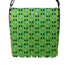 Alien Pattern- Flap Closure Messenger Bag (l) by Ket1n9