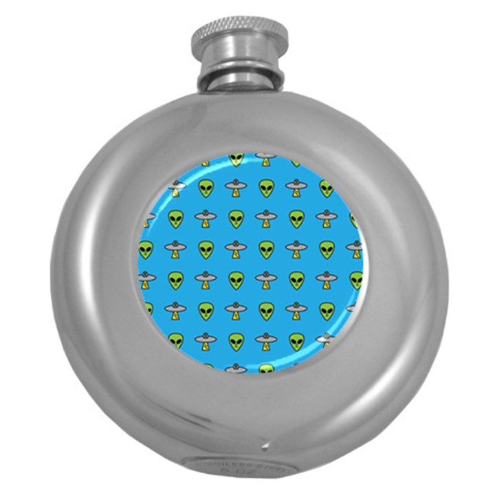 Alien Pattern Round Hip Flask (5 oz)