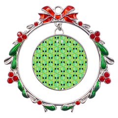 Alien Pattern- Metal X mas Wreath Ribbon Ornament