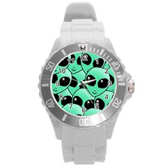 Art Alien Pattern Round Plastic Sport Watch (l) by Ket1n9