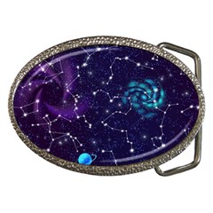 Realistic-night-sky-poster-with-constellations Belt Buckles by Ket1n9