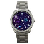 Realistic-night-sky-poster-with-constellations Sport Metal Watch Front