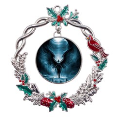 Rising Angel Fantasy Metal X mas Wreath Holly Leaf Ornament