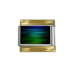 Blue And Green Lines Gold Trim Italian Charm (9mm) by Ket1n9