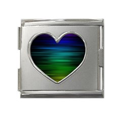 Blue And Green Lines Mega Link Heart Italian Charm (18mm) by Ket1n9