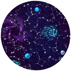 Realistic-night-sky-poster-with-constellations Wooden Puzzle Round by Ket1n9