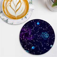 Realistic-night-sky-poster-with-constellations Uv Print Round Tile Coaster by Ket1n9