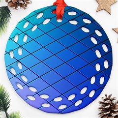 Blue Pattern Plain Cartoon Ornament (round Filigree) by Ket1n9